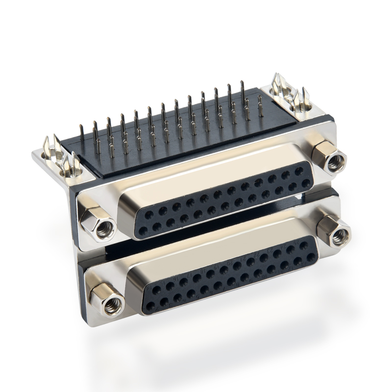 d sub 25 pinový konektor s dvojitým konektorem s pravým úhlem pro připojení k PCB female to female