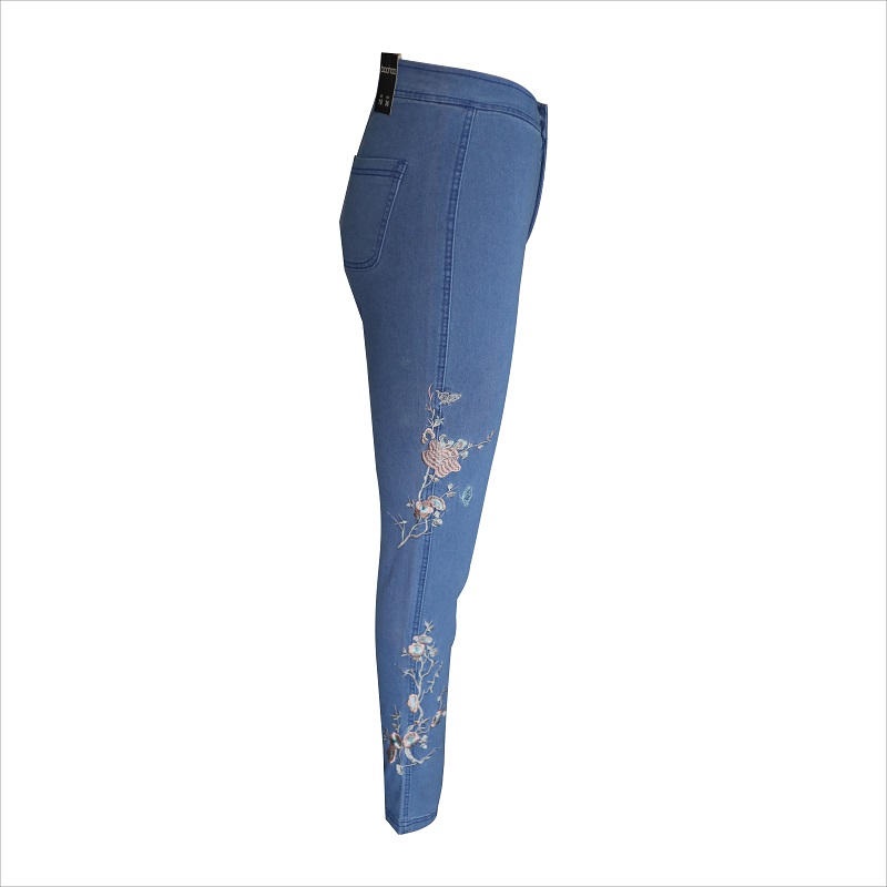 módní vyšívání modré chlupaté džíny WS10123