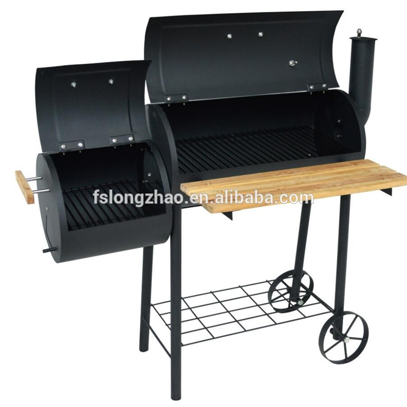 Vysoce kvalitní dvousložkový / dvoulůžkový barel BBQ s kuřákem a dřevěným stolem