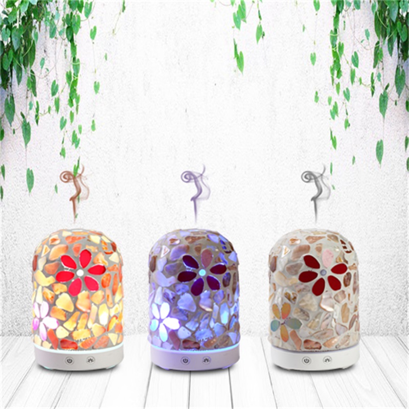 Nová myšlenka na produkt 2018 mozaika květinové sklo aroma olejový difuzor