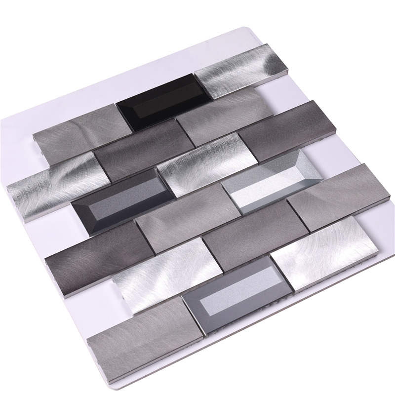 Světle / tmavě šedý hliníkový mix skleněné backsplash kuchyňské obklady