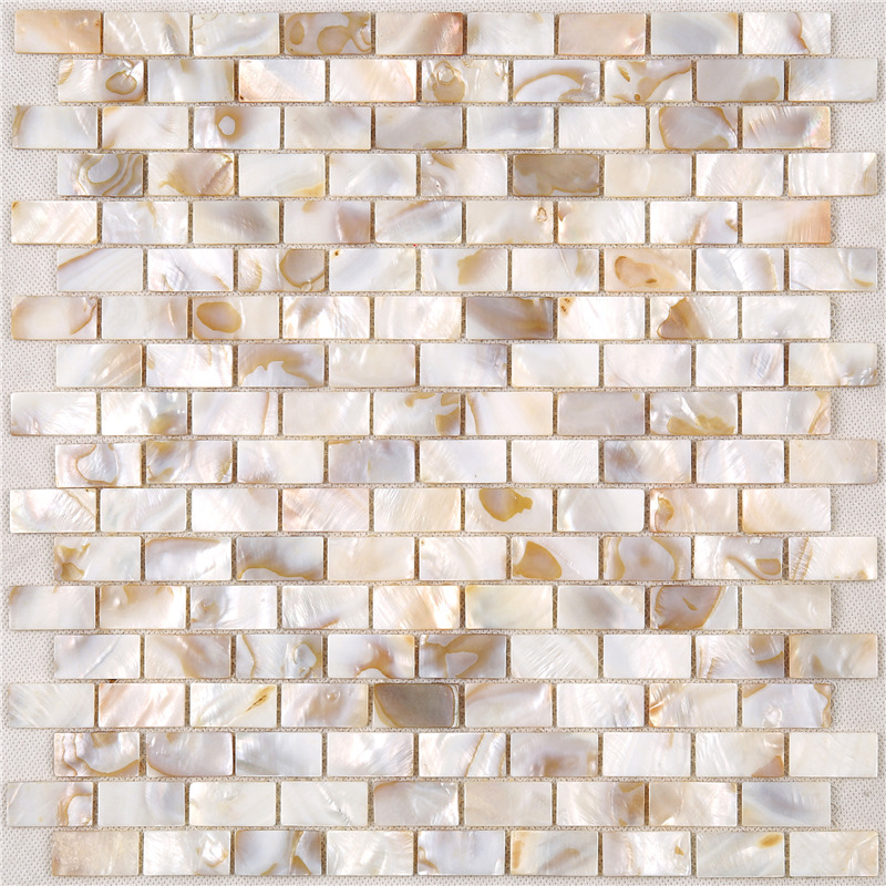 Výzdoba přírodní žluté matky z perlové mozaiky pro backsplash