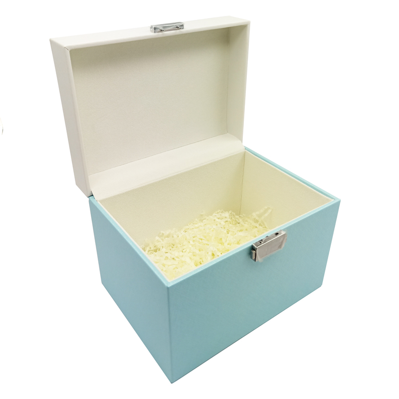 Jednoduchý PU kožený úložný box na šperky se zámkem svatební dárek