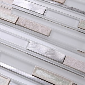 HSD124 Factory Direct Ocean Blue Crystal Glass Strip Mosaic Tile