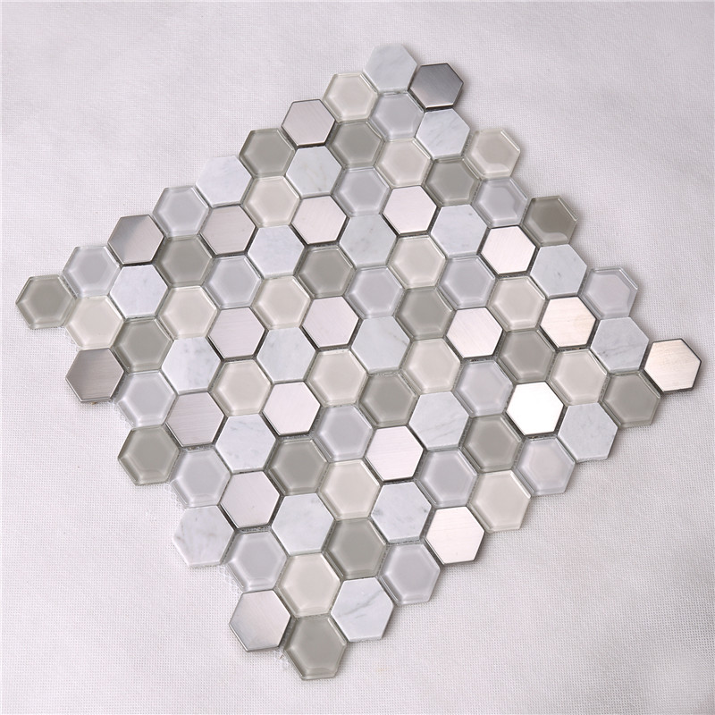 Skleněné mozaikové dlaždice ve tvaru šestiúhelníku