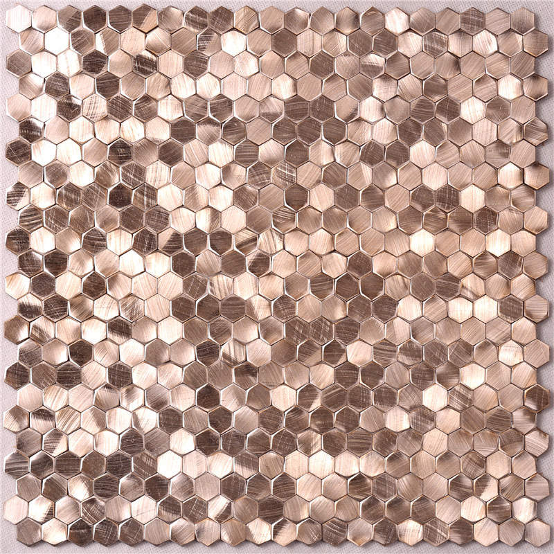 Nové příchody Rose Gold Mix Hnědé kovové mozaikové dlaždice Wall Art