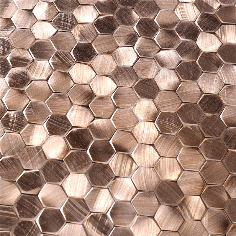 Nové příchody Rose Gold Mix Hnědé kovové mozaikové dlaždice Wall Art