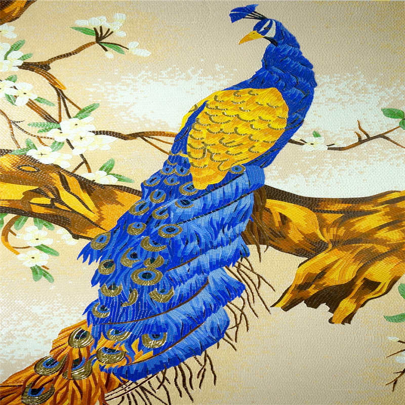 OEM design Peacock or Butterfly Custom Pattern Glass Mosaic Tile Mural