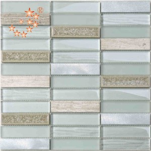 Nový produkt vlnité skleněné dlaždice bublinkové skleněné dlaždice Matné sklo smíšené kovové keramické mozaikové dlaždice do kuchyně Splash Zpět rozbité skleněné dlaždice arabeska skleněná dlaždice