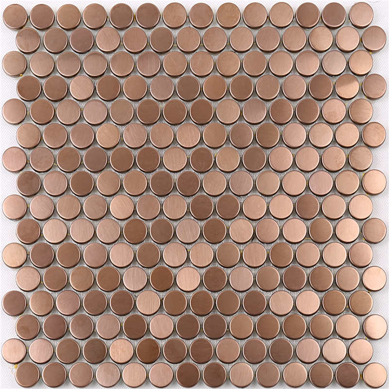 Rose Gold Copper Metal Penny kulaté mozaikové dlaždice Kuchyně Backsplash Hotel Obývací pokoje Stěny Lanka Dlaždice Cena