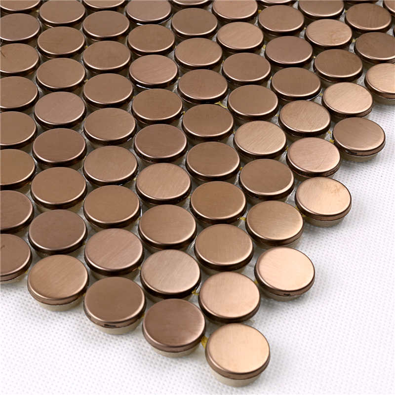 Rose Gold Copper Metal Penny kulaté mozaikové dlaždice Kuchyně Backsplash Hotel Obývací pokoje Stěny Lanka Dlaždice Cena