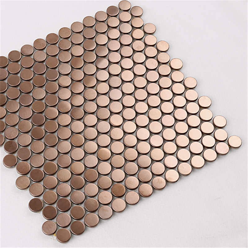 Rose Gold Copper Metal Penny kulaté mozaikové dlaždice Kuchyně Backsplash Hotel Obývací pokoje Stěny Lanka Dlaždice Cena