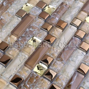 HY06 Velkoobchodní samolepky na zeď kombinují barevné křišťálové skleněné dlaždice a hrůzy mozaiky
