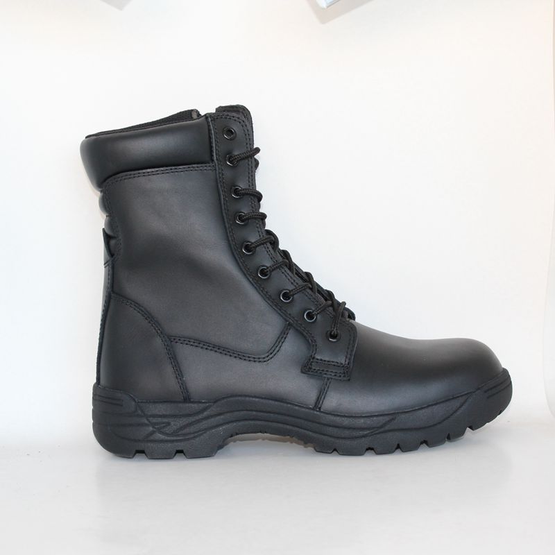 Celozrnné kožené černé vojenské bojové boty