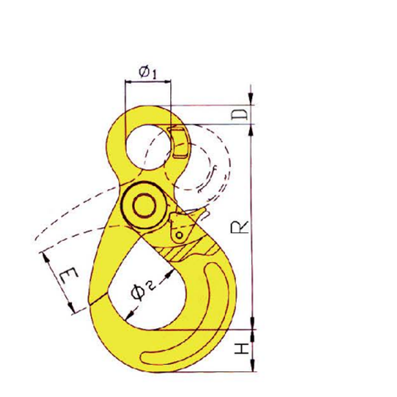 G80 Eye Self-Locking Safety Hook Painted