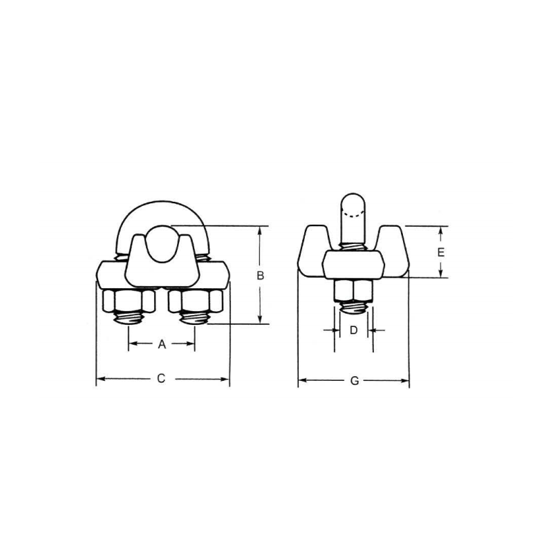 US typ G-450 Drop Kované dráty Lano Clip Hot Dip Galv.