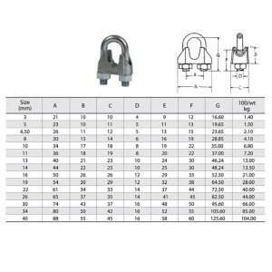 DIN 741 Galvanizovaný galvanizovaný drátěný lanový klip