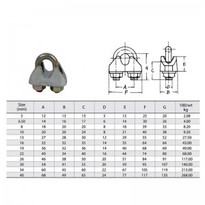 DIN 1142 Galvanizovaný galvanizovaný drátěný lanový klip