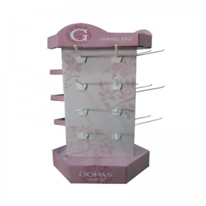 Prodejní stojan na vlastní karton na prodejní desce s háčky