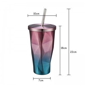 16oz cestovní hrnek | Nerezové šálky Baňka izolovaný pohár Káva Ledový hrnek do auta Čajový šálek s brčka láhev na pití