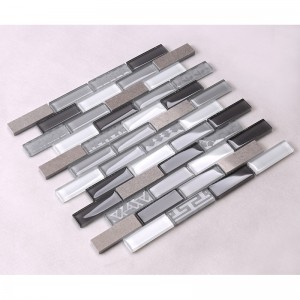 Moderní design šedé pruhované sklo smíšené mramorové a kamenné mozaiky dekorace stěny dlaždice stříkající zpět