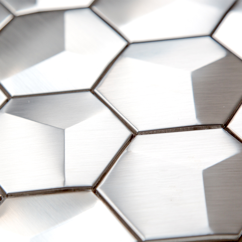 Sliver nerezové dlaždice hexagon matné kovové mozaiky pro backsplash kuchyně