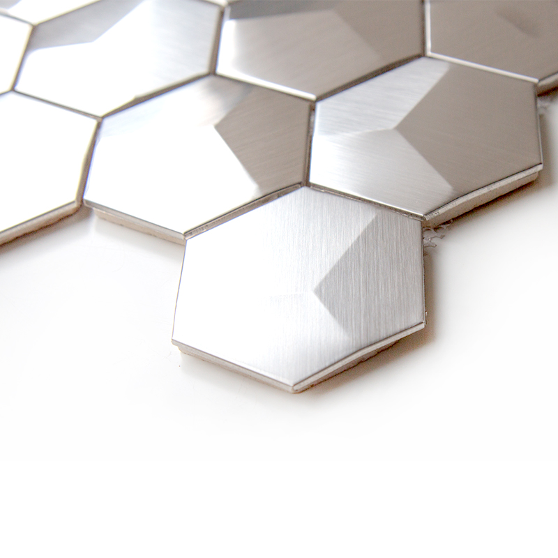 Sliver nerezové dlaždice hexagon matné kovové mozaiky pro backsplash kuchyně