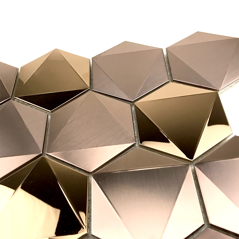 Mozaika z nerezové oceli 3D Hexagon 304/316 z mozaiky pro nástěnné dekorace