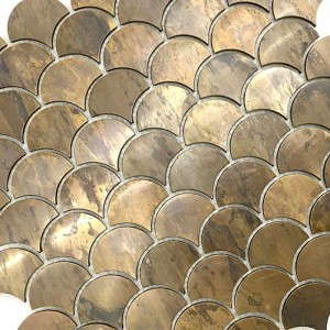 Krásné rybí měřítko mosaz vložka dlaždice starožitné bronzové zrcadlo měděné mozaiky