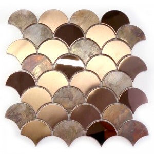 Krásné rybí měřítko mosaz vložka dlaždice starožitné bronzové zrcadlo měděné mozaiky