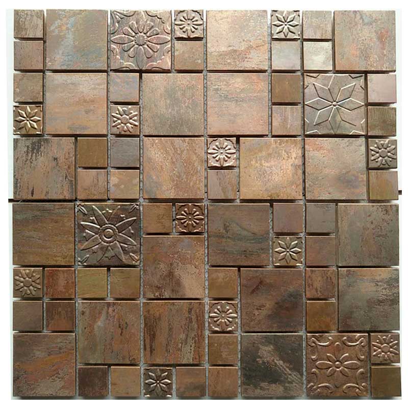 Horký prodej náměstí kovová zeď měděné mosazné backsplash, starožitné měděné mozaikové dlaždice pro koupelny kuchyně dekorativní