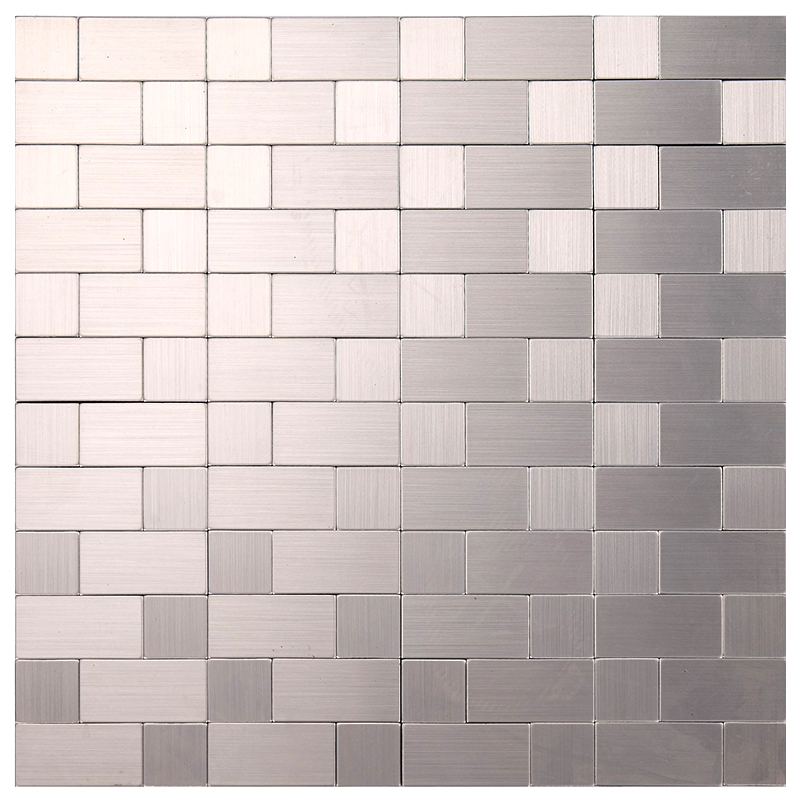 Silver Waterproof / Fireproof Aluminium Mosaic Tile Stickers Kitchen Backsplash Peel and Stick