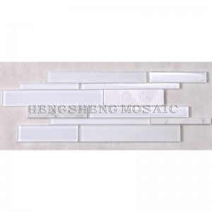 HSD131 Hot výprodej Nejnovější design bílé Carrara mramorové smíšené sklo mozaika kuchyně backsplash dlaždice metra