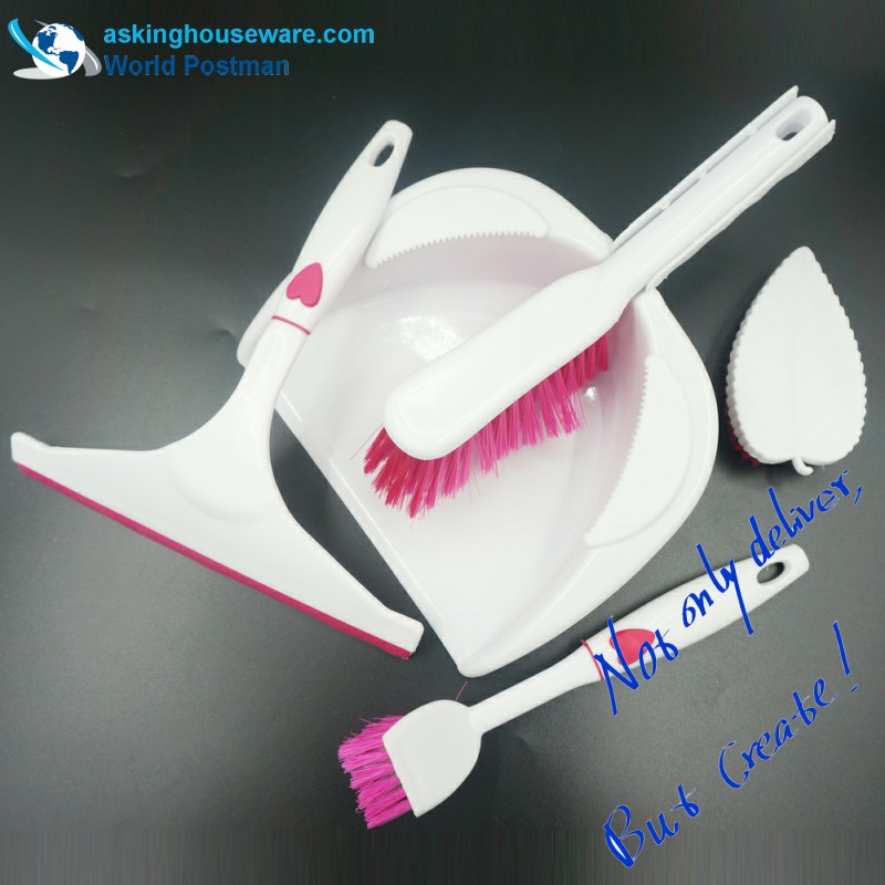 Akbrand Dustpan Brush Broom Window Squeegee Dish Brush Brush Brush 4v1 Čisticí sada nástrojů