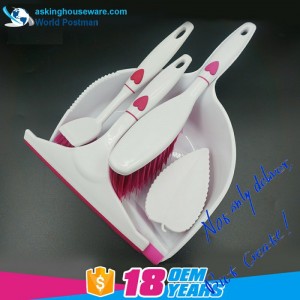 Akbrand s dekorací tvaru srdce Dustpan Brush Broom Window Stěrka Dish Brush Scrubbing Brush 4in1 Cleaning Tools Set