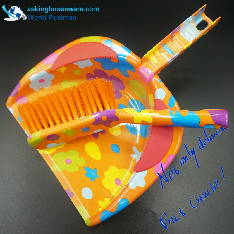 Akbrand Yellow Flower Water Mark Dustpan Brush Broom s PVC linkou na vstupu Dustpan