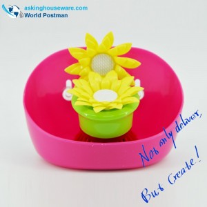 Akbrand kuchyňský čisticí kartáč a úložný box set s přísavkami na boku