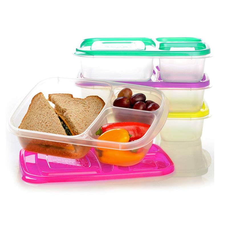 Přenosný Easy School / Office 3 kompartment Bento Lunch Box Meal Prep Food Containers