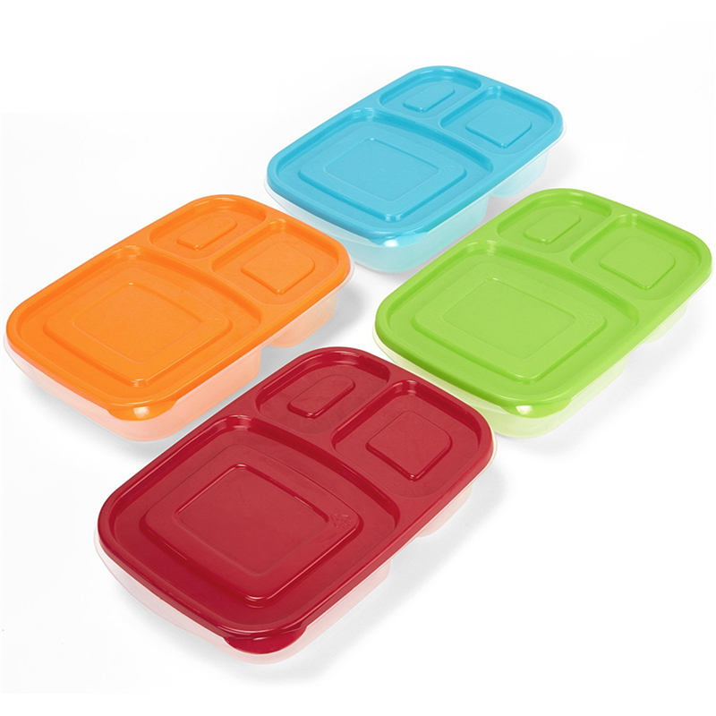Přenosný Easy School / Office 3 kompartment Bento Lunch Box Meal Prep Food Containers