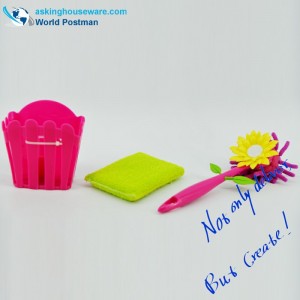 Akbrand Kuchyňské čisticí zařízení Duster a úložný kbelík s přísavkami a houbou