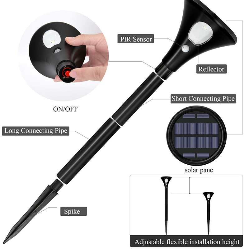 Solární LED zahradní spike světlo