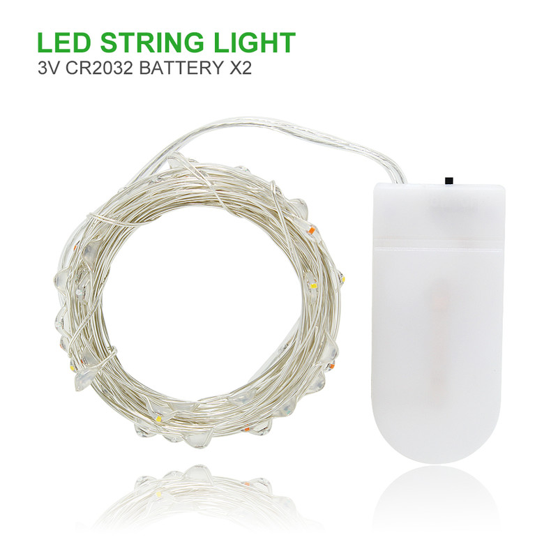 5M 3M 2M 1M LED měděný stříbrný drátová světla víla věnec pro nový rok vánoční dům svatební dekorace baterie