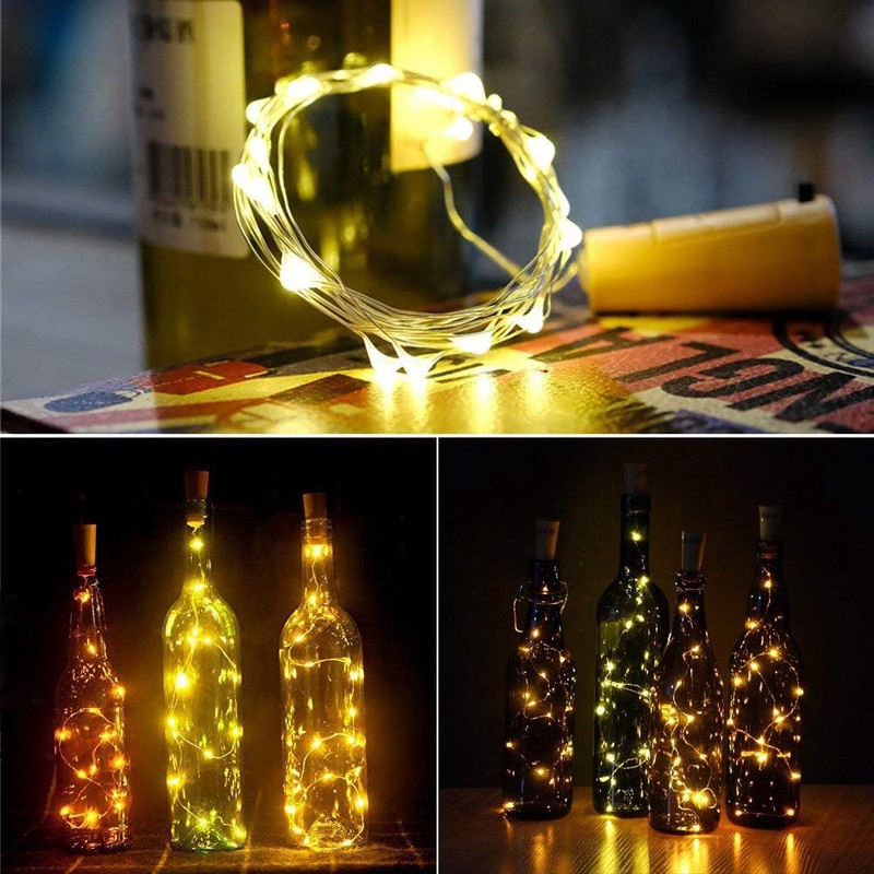 Hot výprodej korková světla pro láhev vína, víno láhev světla 6,5 ​​stop 20 LED víno korek řetězec světla pro sklo Mason Jar Fair