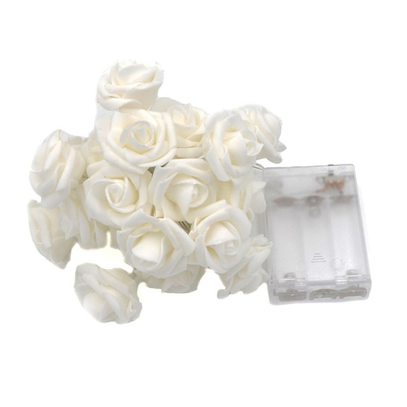 10 / 20LEDs Bateriově ovládané LED Rose Flower String světla vánoční víla světlo Valentine svatební sváteční dekorace