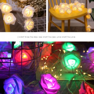 10 / 20LEDs Bateriově ovládané LED Rose Flower String světla vánoční víla světlo Valentine svatební sváteční dekorace