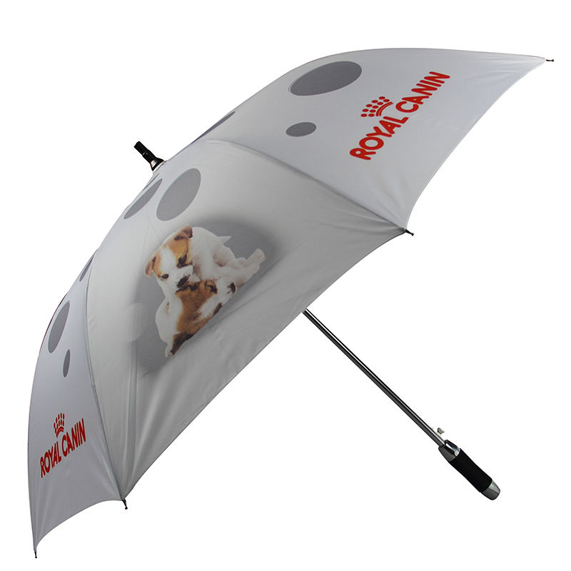 Tisk štěněte psa Hliníková šachta Pongee fabric Auto open Golf deštník
