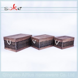 Přírodní PE ratanová rukojeť tkané úložné přihrádky