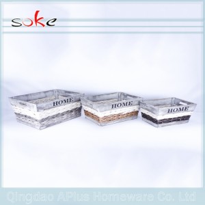 Přírodní PE ratanová rukojeť tkané úložné přihrádky