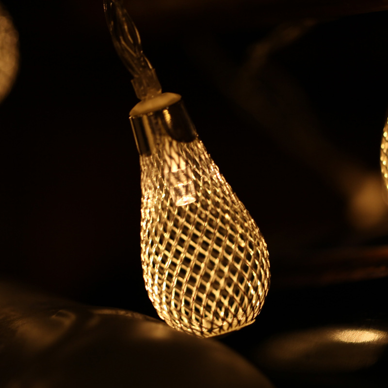 10/20/40 LED diodová světla, bateriově ovládaná vánoční víla, dutá kapka vody lucerna lampa pro vánoční svatební festival dekorace velikost: zlatá 40 LED