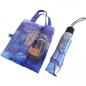 Nákupní taška digitální tisk 3 skládací deštník pro cestování